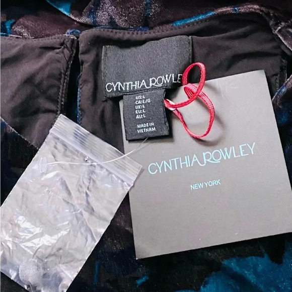 CYNTHIA ROWLEY Women’s Floral Print Velvet Burnout Sleeveless Shift Dress Size L - Picture 8 of 9